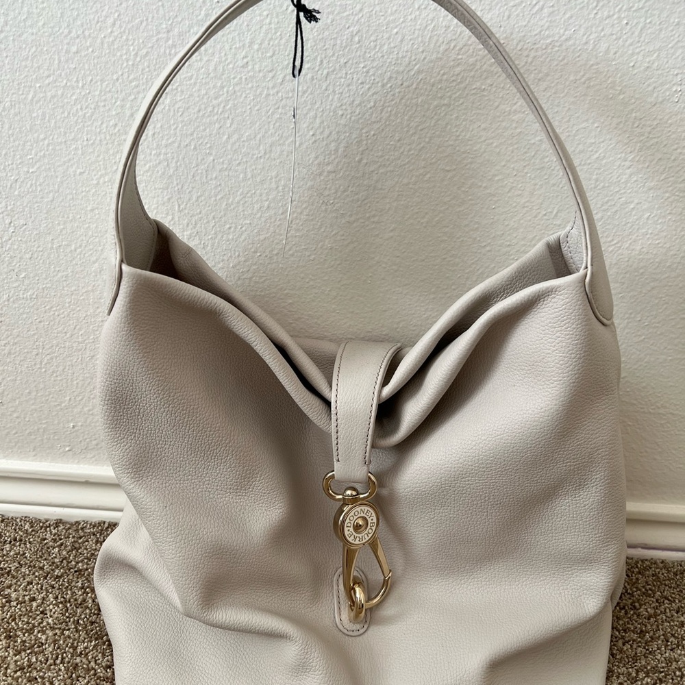 Elegant Cream Leather Hobo Bag